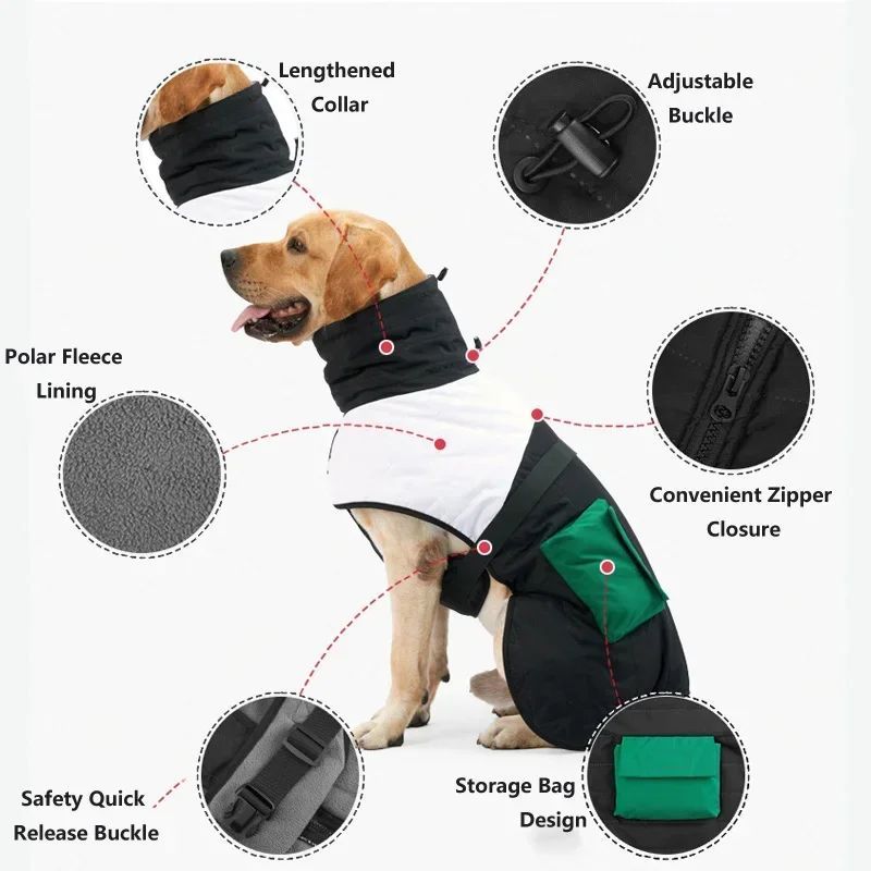 KFX-3391293 Warm Waterproof Dog Coat for Small to Large Breeds - Ideal for Greyhounds, Dobermans, and Labradors