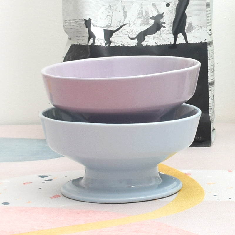 KFX-3391805 Pet Ceramic Tall Bowl for Cervical Spine Protection in Purple or Blue
