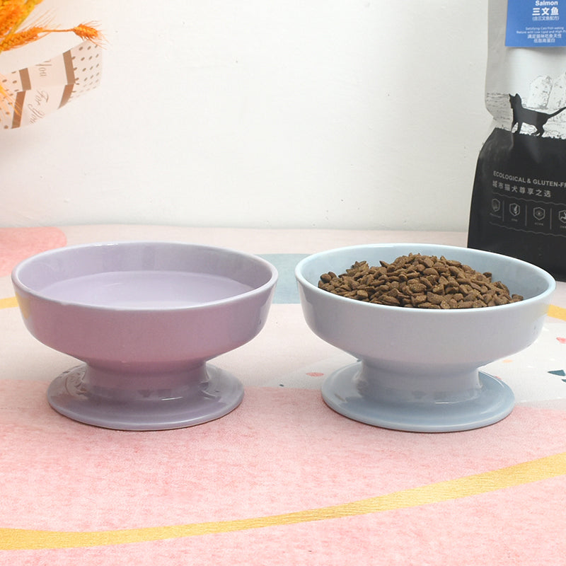 KFX-3391805 Pet Ceramic Tall Bowl for Cervical Spine Protection in Purple or Blue