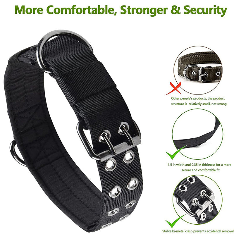 KFX-3393085 Adjustable Military Dog Collar with Metal D Ring & Buckle for Medium to Large Dogs