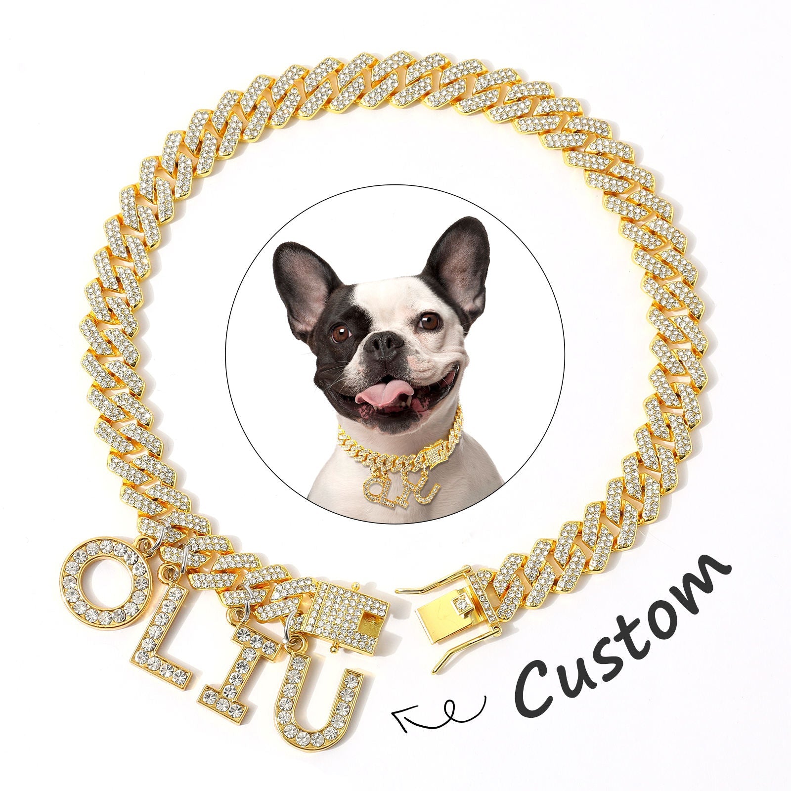KFX-3393597 Alloy Dog Walking Collar - Available in Gold and Silver, Sizes 25-50cm
