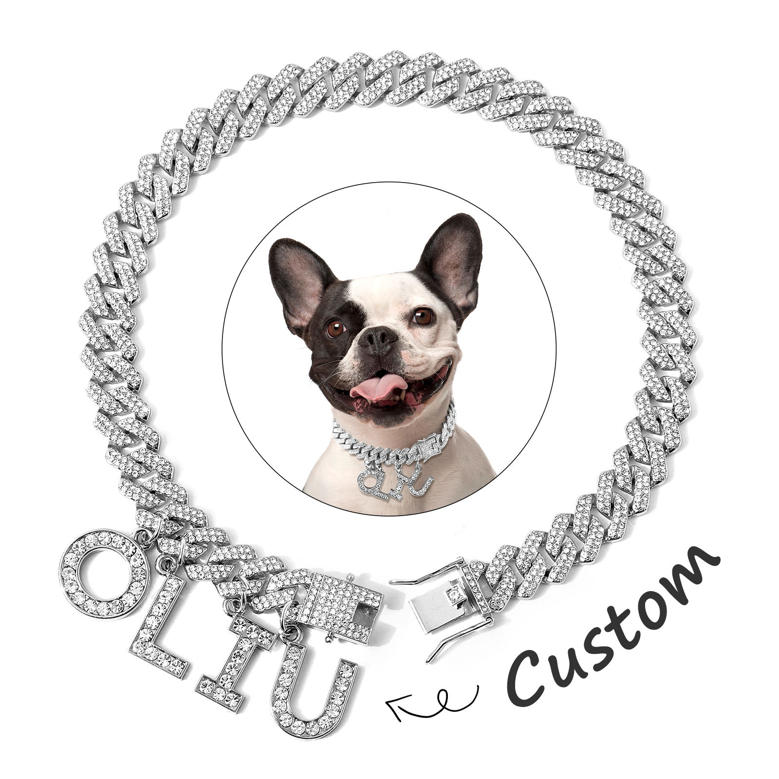 KFX-3393597 Alloy Dog Walking Collar - Available in Gold and Silver, Sizes 25-50cm