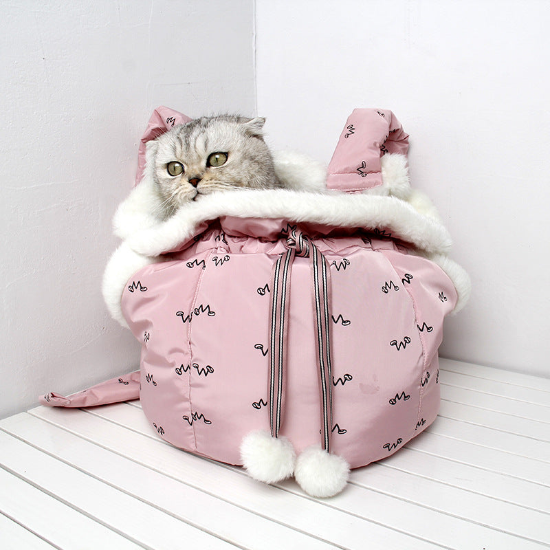 KFX-3393853 Cozy Winter Pet Carrier Backpack for Outdoor Travel with Open Design