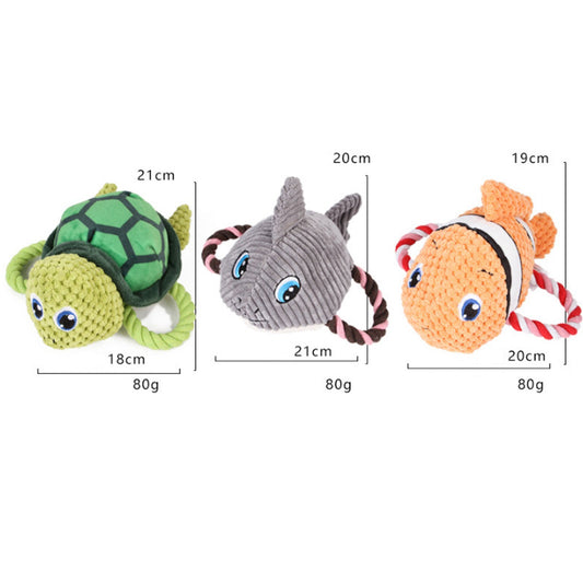 KFX-3394877 Interactive Turtle-Shaped Chew Toy for Dogs - Plush Knot Toy for Pets