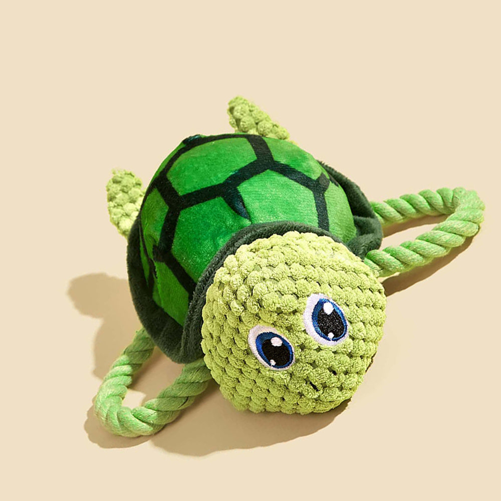 KFX-3394877 Interactive Turtle-Shaped Chew Toy for Dogs - Plush Knot Toy for Pets
