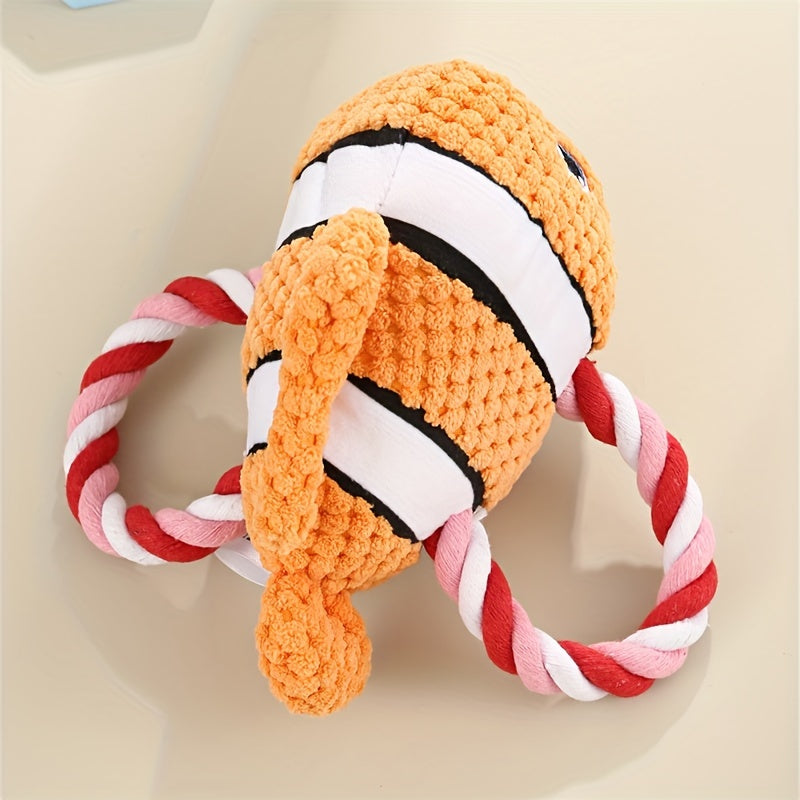 KFX-3394877 Interactive Turtle-Shaped Chew Toy for Dogs - Plush Knot Toy for Pets