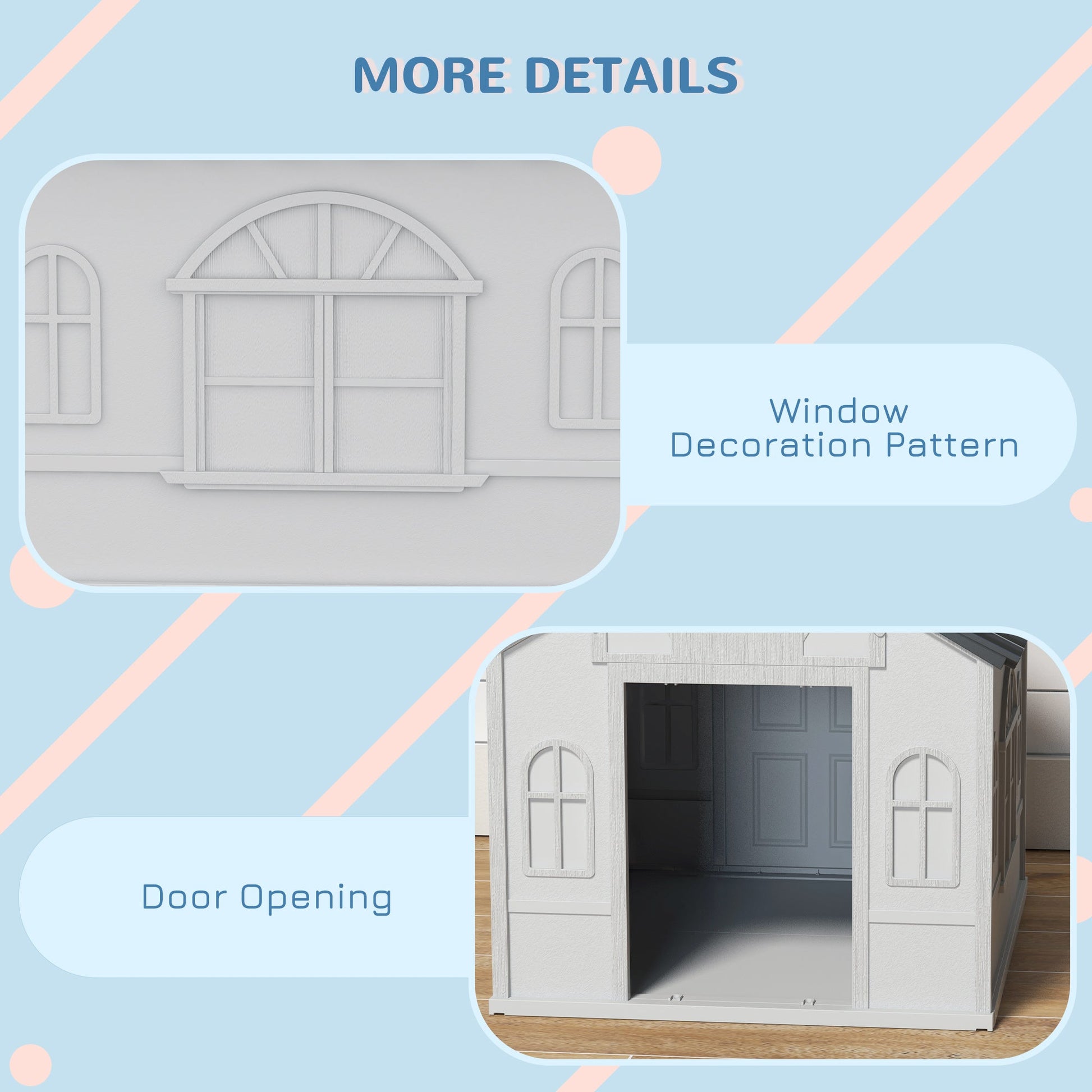 KFX-3395261 Water-Resistant Indoor/Outdoor Dog House with Large Door and Easy Assembly for Small to Medium Dogs - Gray