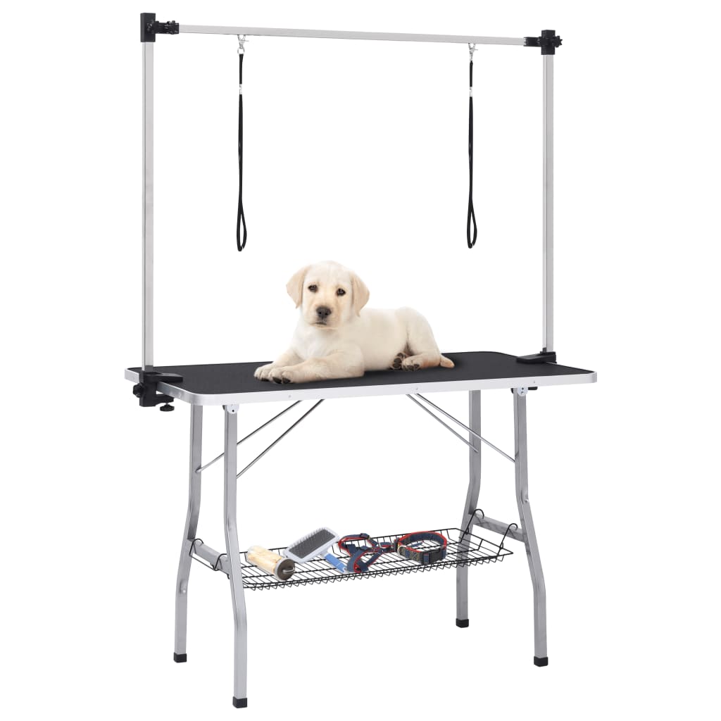 KFX-3395389 Adjustable Dog Grooming Table with Non-Slip Surface and Height-Adjustable Arm