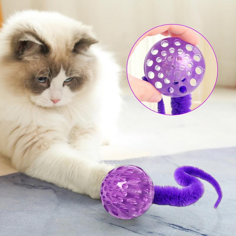 KFX-3395773 Interactive Bouncy Cat Toy with Tail - Safe Indoor Fun for Cats and Kittens