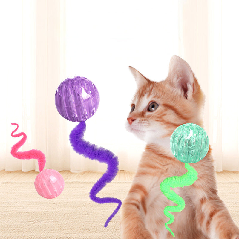 KFX-3395773 Interactive Bouncy Cat Toy with Tail - Safe Indoor Fun for Cats and Kittens