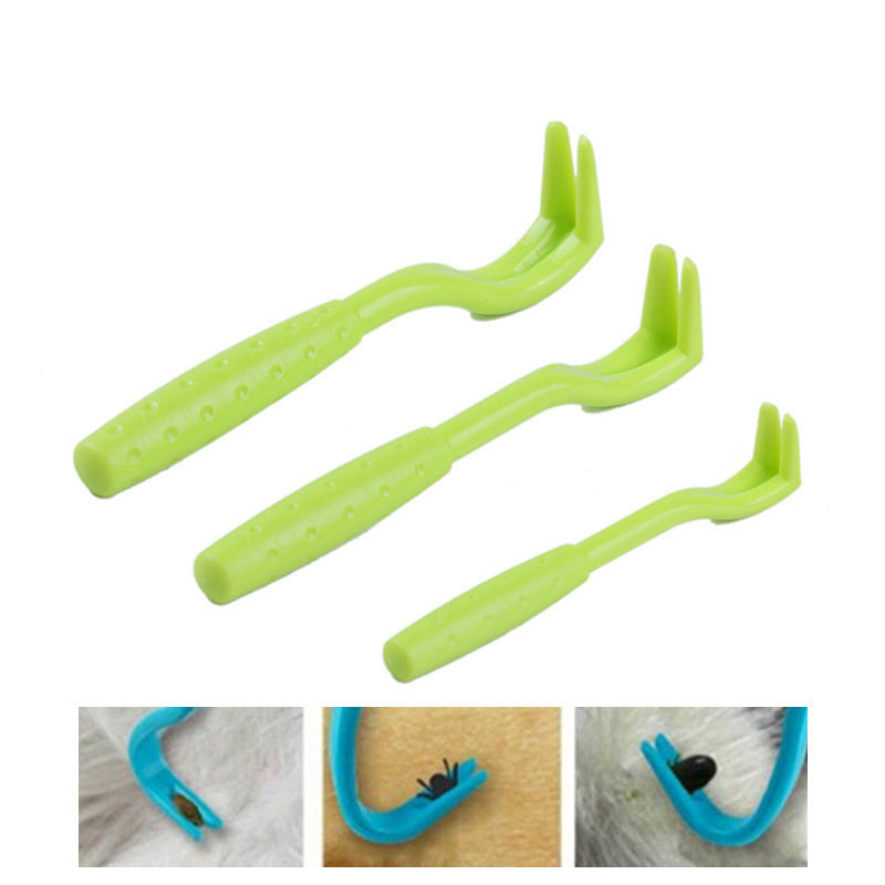 KFX-3398845 Dog Tick Removal Tool Set - 3-Piece Kit for Flea and Lice Elimination in Pets