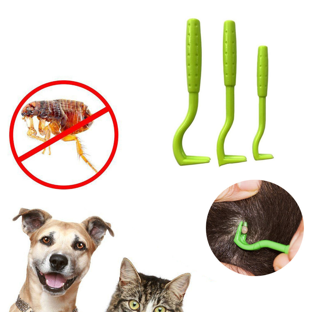 KFX-3398845 Dog Tick Removal Tool Set - 3-Piece Kit for Flea and Lice Elimination in Pets