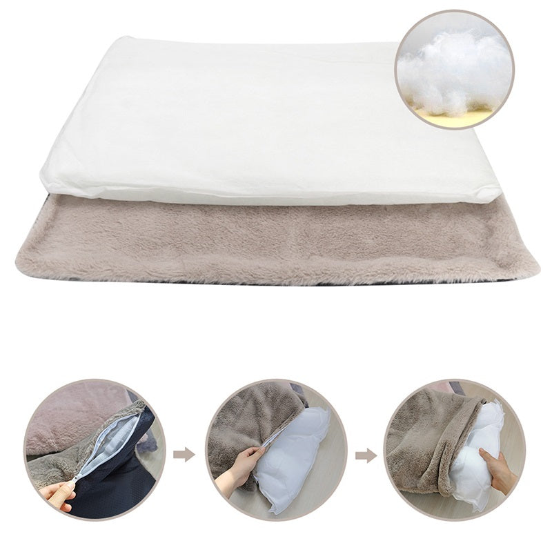 KFX-3399229 Removable Washable Anti-Tearing Dog and Cat Sleeping Mat with Wool Lining