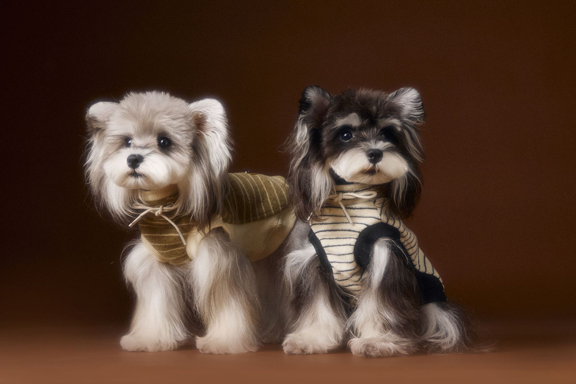 KFX-3401917 Striped Casual Sleeveless Sweater for Pets - Black, Coffee, Beige - Sizes XS to XXL