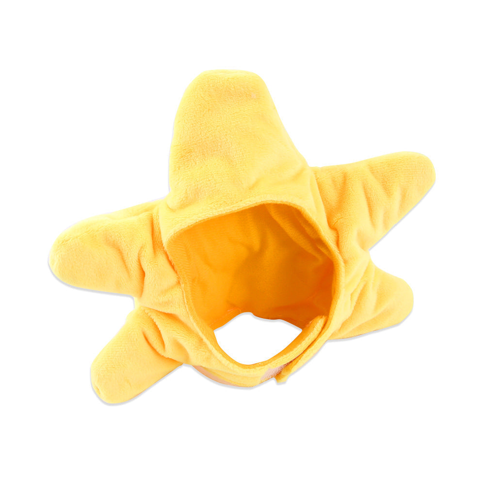 KFX-3402173 Stylish Cartoon Starfish Cat Headgear for All Seasons - Plush Pet Accessory