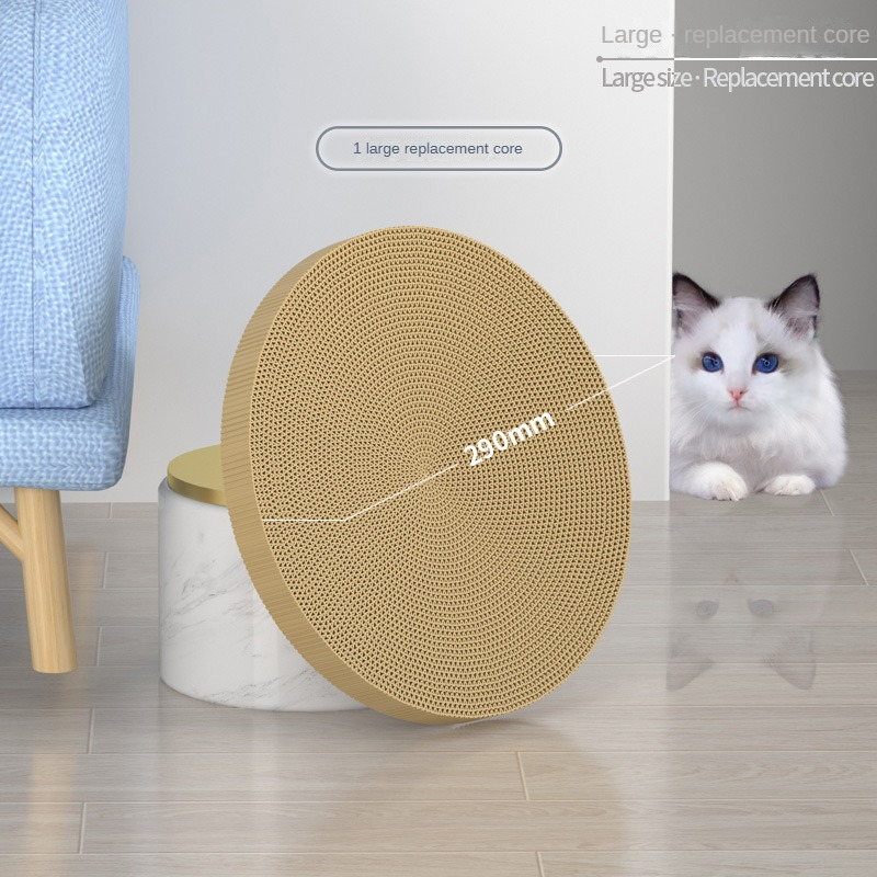 KFX-3403325 Round Cat Scratching Board with Removable Cardboard Pad and Toy Balls for Furniture Protection