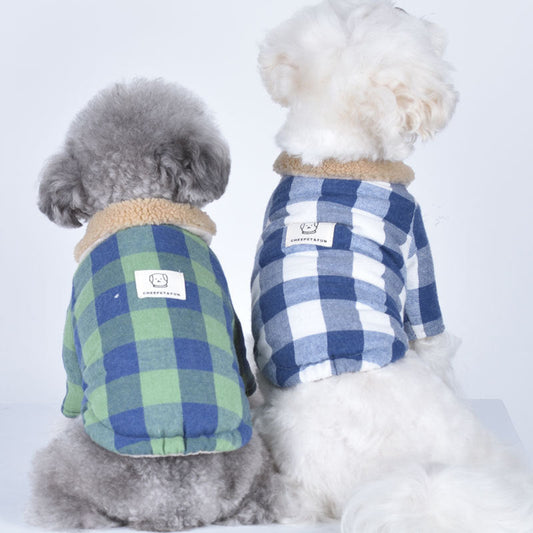KFX-3403709 Cotton Dog Coat with Lamb Fur Collar in Various Colors and Sizes