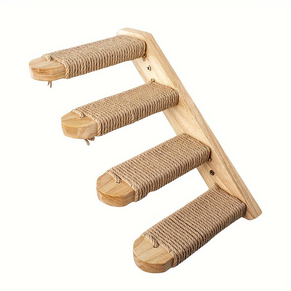 KFX-3404733 Stylish Wall-Mounted Wooden Cat Bed and Climber Set