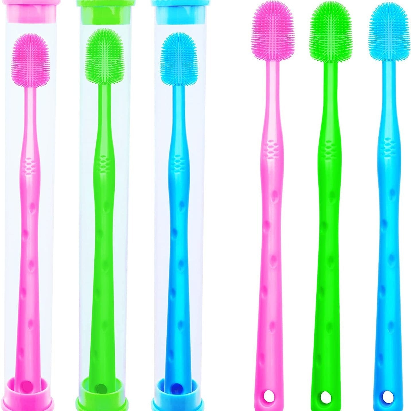 KFX-3404989 Silicone Toothbrush for Small Dogs - Puppy Cleaning Tool, 17cm in Length