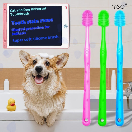 KFX-3404989 Silicone Toothbrush for Small Dogs - Puppy Cleaning Tool, 17cm in Length