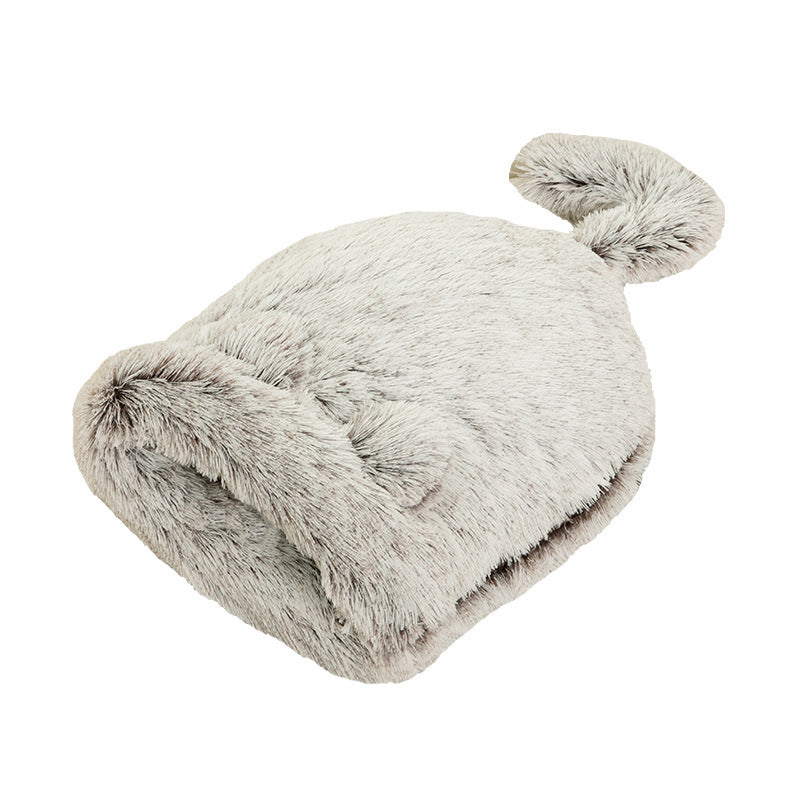 KFX-3407165 Cozy Plush Round Cat Sleeping Bag for Warm and Comfortable Nesting