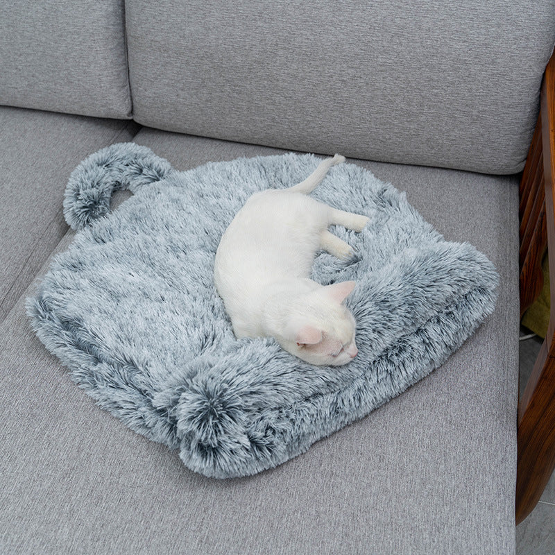 KFX-3407165 Cozy Plush Round Cat Sleeping Bag for Warm and Comfortable Nesting
