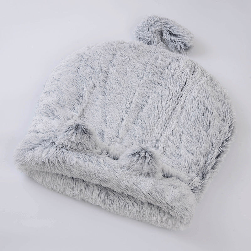KFX-3407165 Cozy Plush Round Cat Sleeping Bag for Warm and Comfortable Nesting