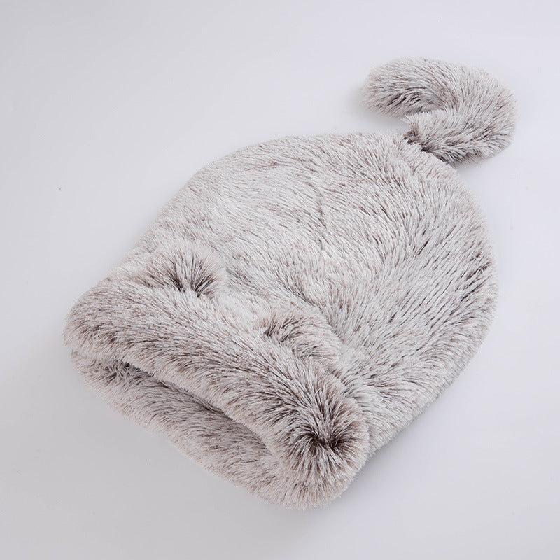 KFX-3407165 Cozy Plush Round Cat Sleeping Bag for Warm and Comfortable Nesting