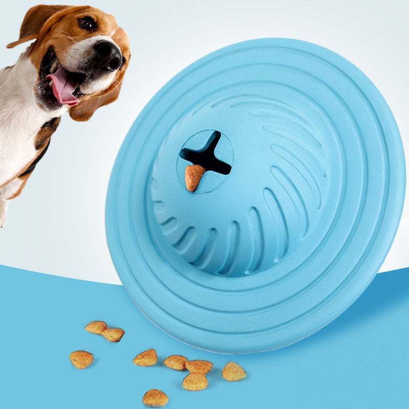 KFX-3407933 Durable Rubber Flying Saucer Dog Toy - Bite Resistant, Multifunctional and Available in Sky Blue and Gray