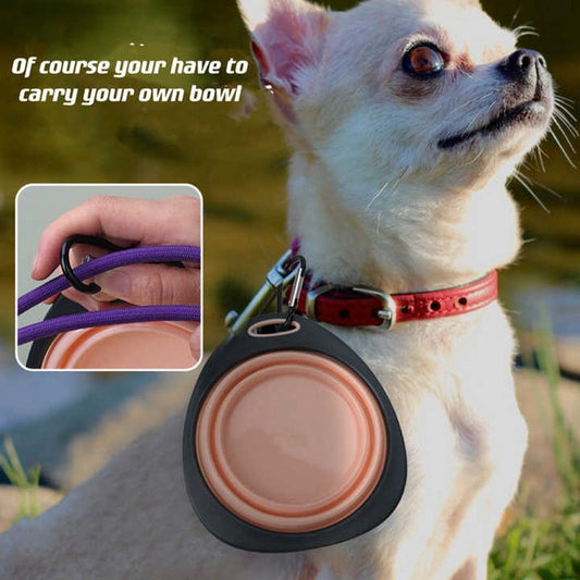 KFX-3410365 Portable Candy Color Dog Bowl for Outdoor Travel - Ideal for Pet Feeding and Drinking Water