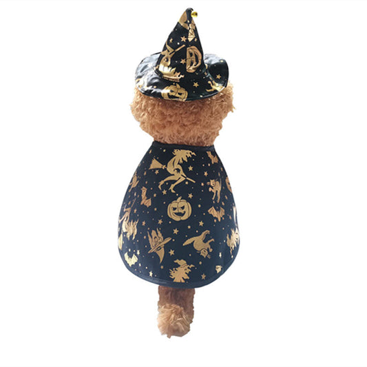 KFX-3410493 Wizard Cloak and Hat Set for Pets – Polyester Halloween Costume in S, M, L Sizes