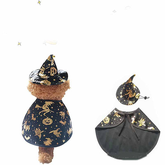 KFX-3410493 Wizard Cloak and Hat Set for Pets – Polyester Halloween Costume in S, M, L Sizes