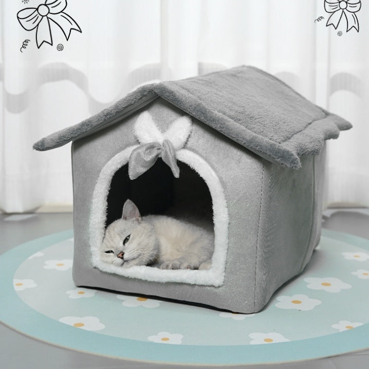 KFX-3412541 Cozy PP Cotton House for Small Dogs and Cats - Winter Warm Nest