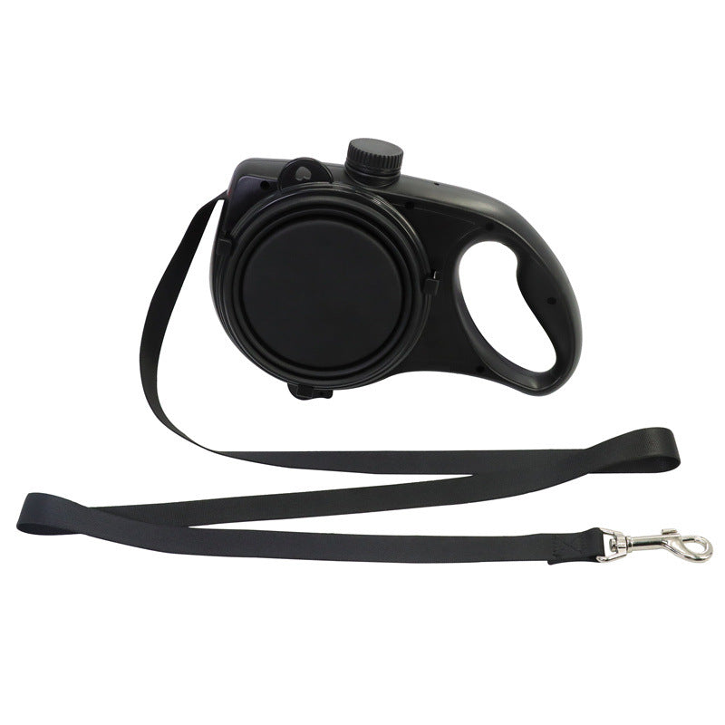KFX-3412669 Pet Supplies with Water Bottle and Leash - Adjustable Plastic Traction Rope in Blue, Black, or Red