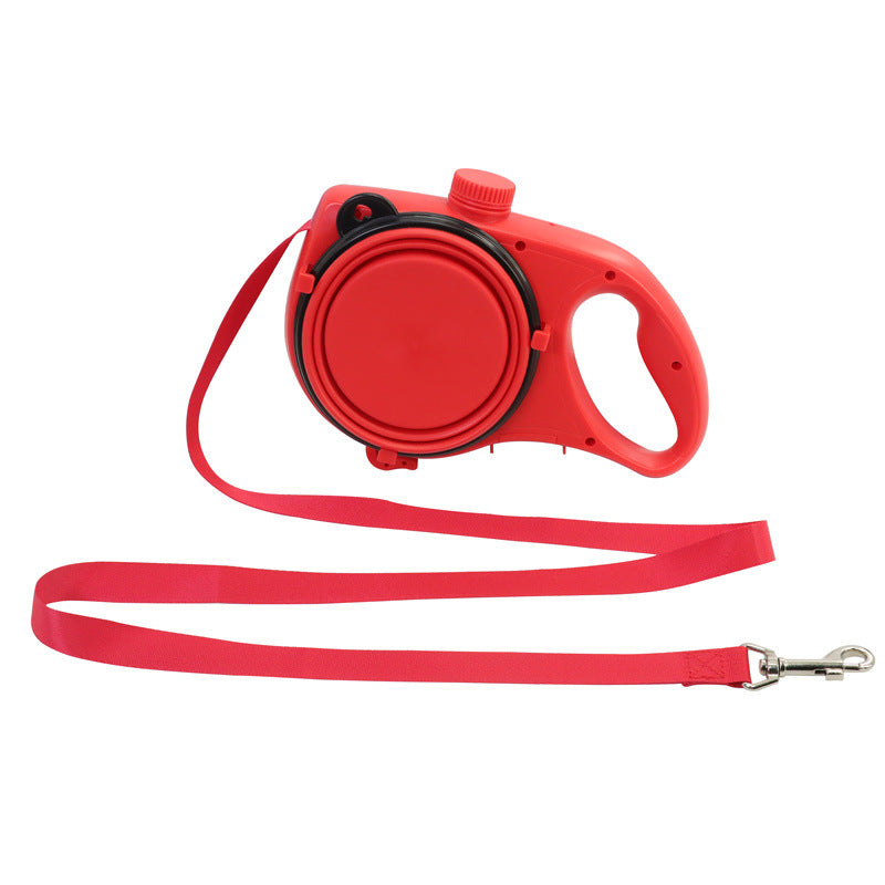 KFX-3412669 Pet Supplies with Water Bottle and Leash - Adjustable Plastic Traction Rope in Blue, Black, or Red