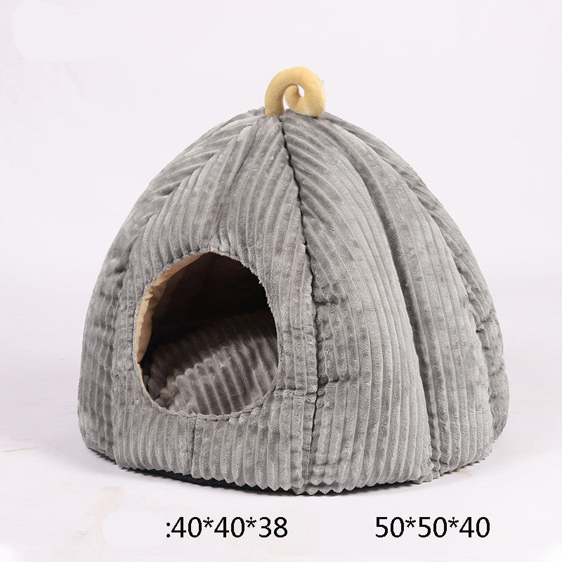 KFX-3412925 Cozy Pumpkin Cat House - Removable and Washable Cat Nest with High Elasticity Fabric