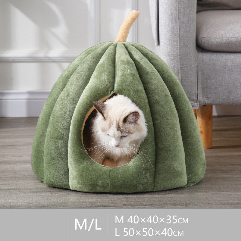 KFX-3412925 Cozy Pumpkin Cat House - Removable and Washable Cat Nest with High Elasticity Fabric