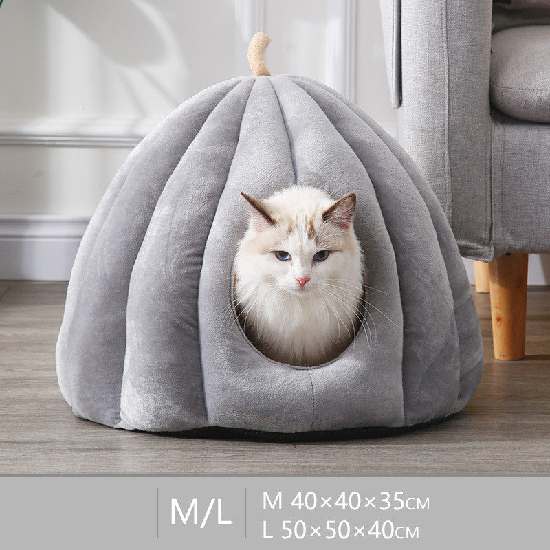 KFX-3412925 Cozy Pumpkin Cat House - Removable and Washable Cat Nest with High Elasticity Fabric