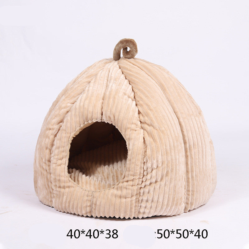 KFX-3412925 Cozy Pumpkin Cat House - Removable and Washable Cat Nest with High Elasticity Fabric