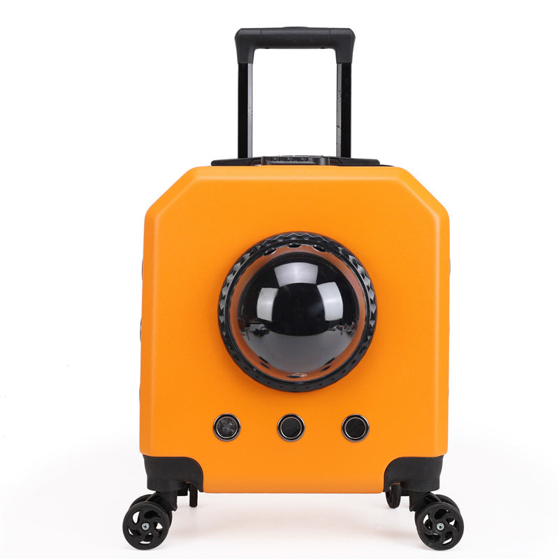 KFX-3415101 Pet Flight Carrier Trolley Case - Solid Color (Pink, Burgundy, White, Orange) - Hard PVC - 15 Gold Capacity