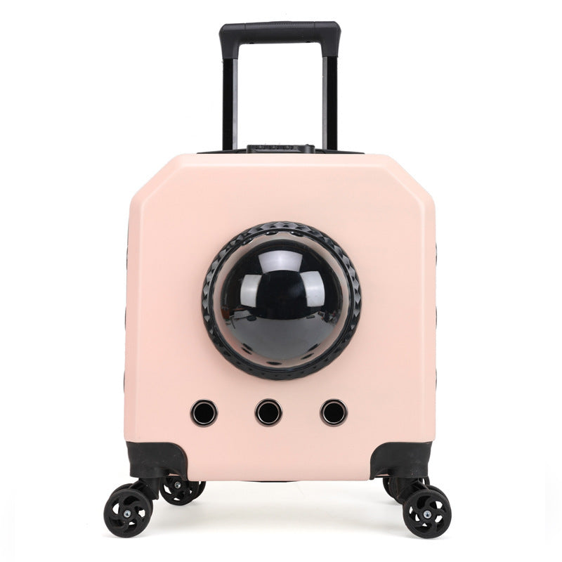 KFX-3415101 Pet Flight Carrier Trolley Case - Solid Color (Pink, Burgundy, White, Orange) - Hard PVC - 15 Gold Capacity