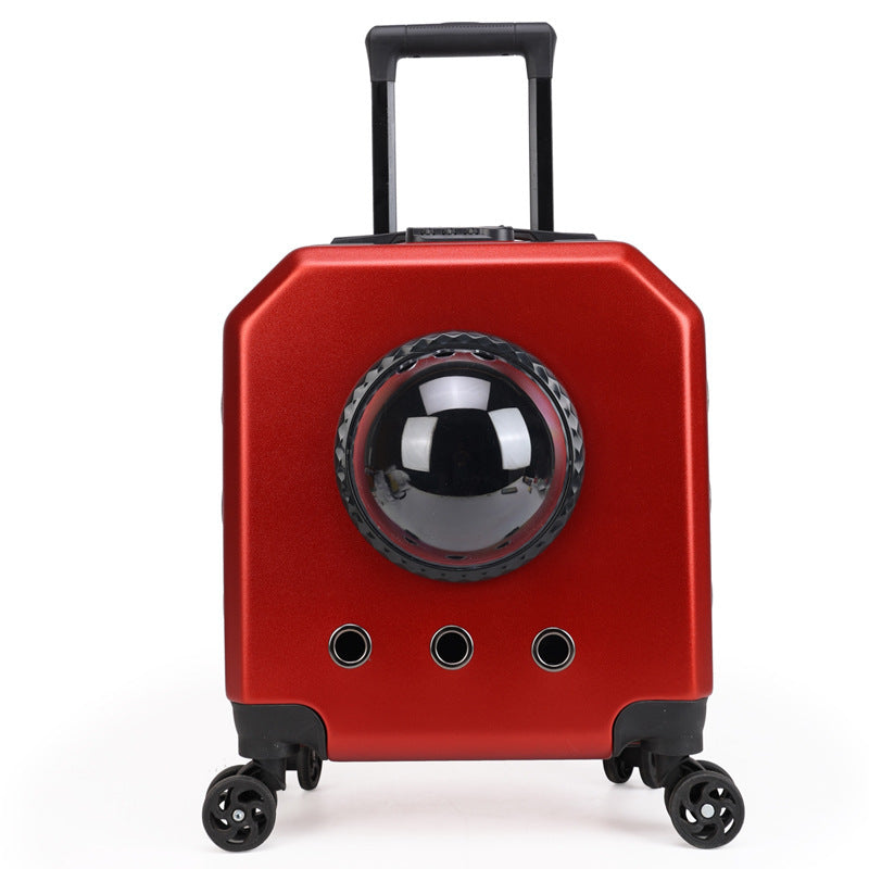 KFX-3415101 Pet Flight Carrier Trolley Case - Solid Color (Pink, Burgundy, White, Orange) - Hard PVC - 15 Gold Capacity