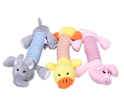 KFX-3418301 Funny Dog Sound Squeaky Plush Toy for Chewing and Playtime - Multiple Animals Available