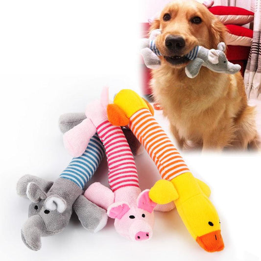 KFX-3418301 Funny Dog Sound Squeaky Plush Toy for Chewing and Playtime - Multiple Animals Available