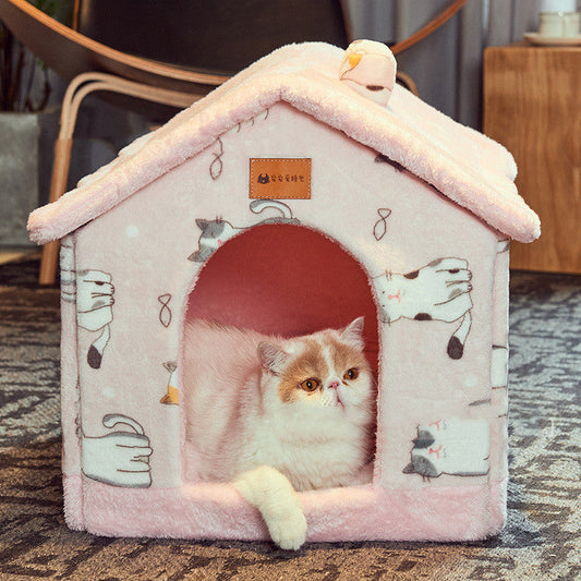 KFX-3418685 Cozy Removable & Washable Plush Dog & Cat House in Multiple Colors and Sizes