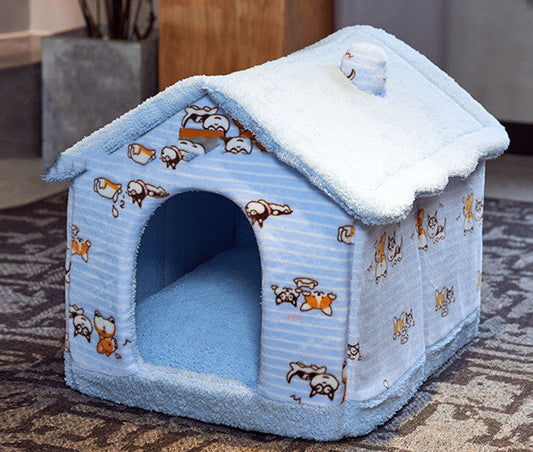 KFX-3418685 Cozy Removable & Washable Plush Dog & Cat House in Multiple Colors and Sizes