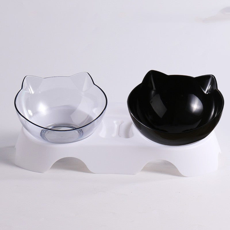 KFX-3418813 Ergonomic Double Bowl Feeder for Cats and Dogs with Neck Protection and Easy Clean Design