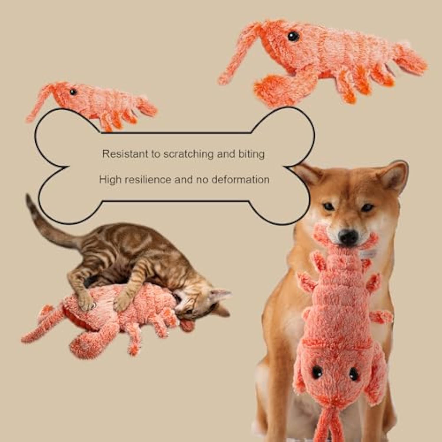 KFX-3421885 Cat and Small Dog Flopping Lobster Toy - Chewable, Catnip-Infused Kicker, USB-Rechargeable, and Washable
