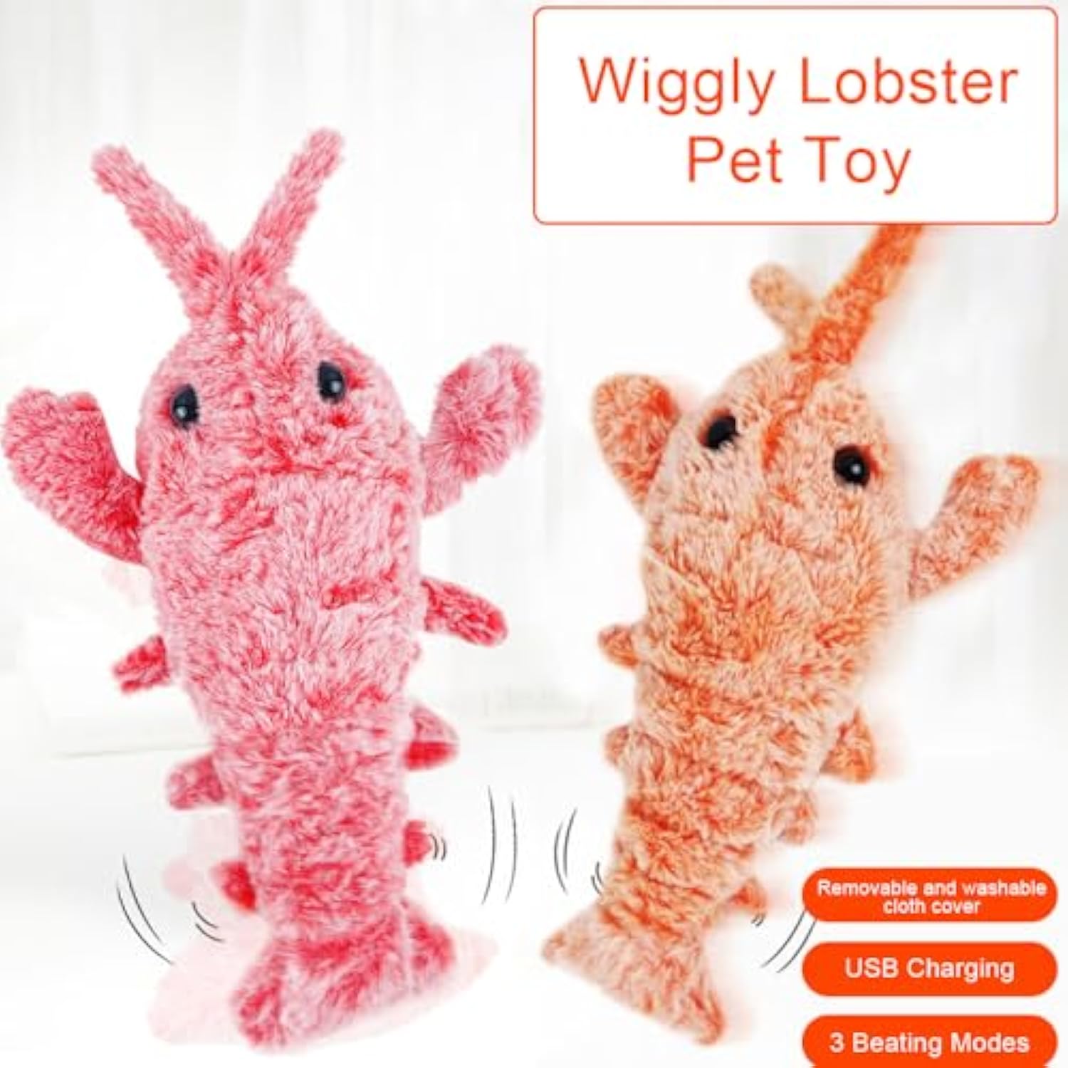 KFX-3421885 Cat and Small Dog Flopping Lobster Toy - Chewable, Catnip-Infused Kicker, USB-Rechargeable, and Washable