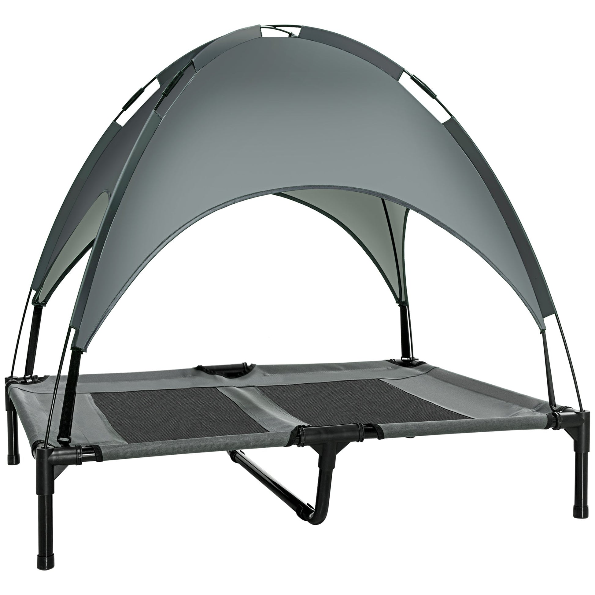 KFX-3423037 Elevated Dog Bed with Removable Canopy Shade, Portable Outdoor Cot for Pets, Gray, 36 Inch, Supports 66 lbs
